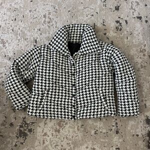 12th Tribe Houndstooth Black and White Women's Puffer Jacket Size Large
